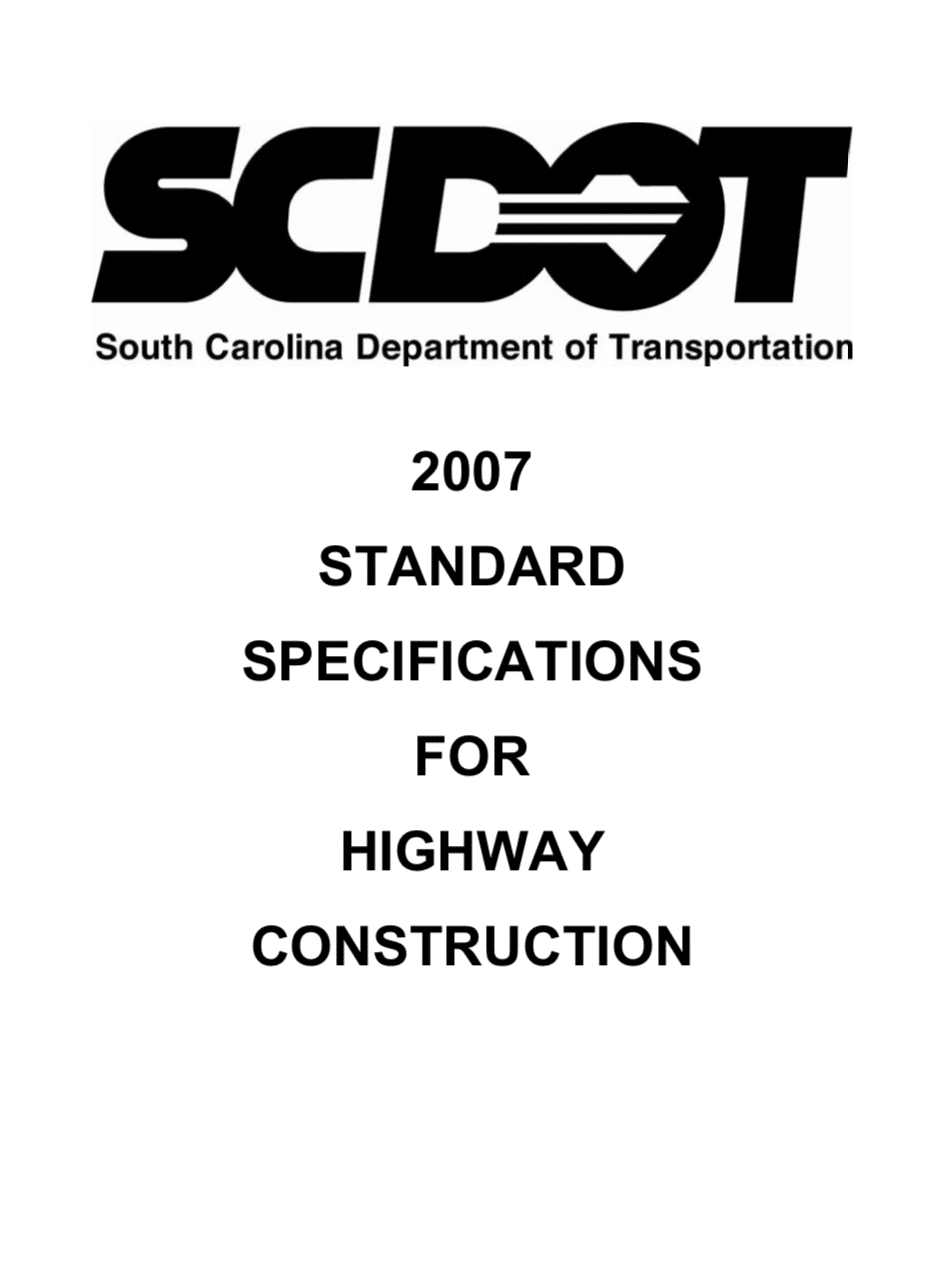 Standard Specifications For Highway Construction PUB South Carolina